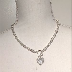 NWOT Silver Tone Heart Necklace